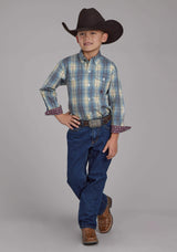 Roper Boys Dungaree Plaid Long Sleeve Button Western Shirt - Roper - Flyclothing LLC