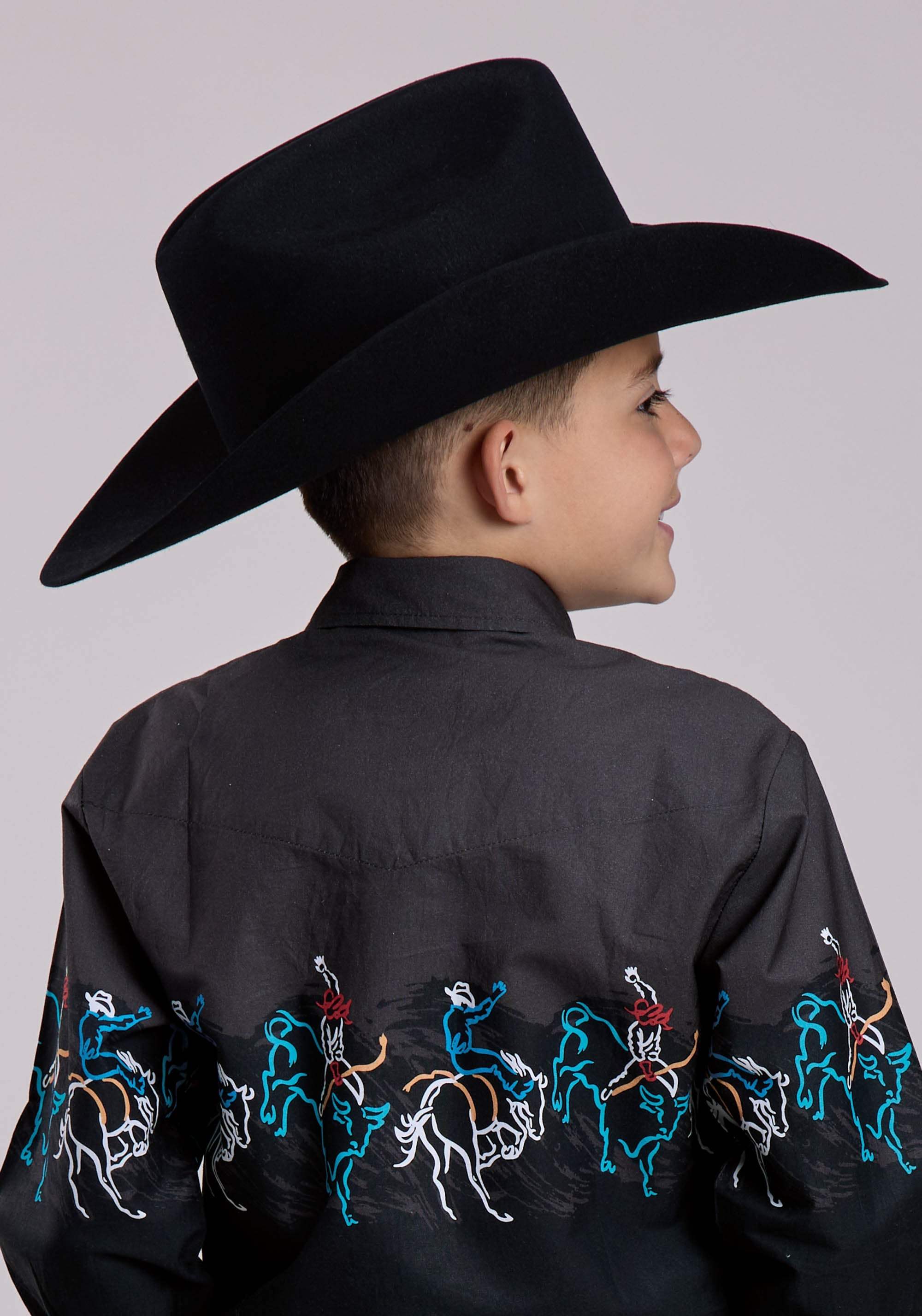 Roper Boys Long Sleeve Snap Painterly Rodeo Border Scenic Print Western Shirt - Roper - Flyclothing LLC