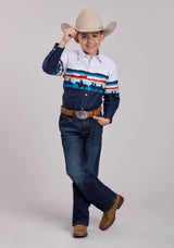 Boys Roper Sunset Border Long Sleeve Snap Shirt