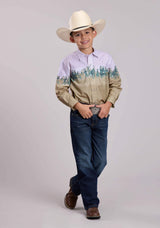 Boys Roper Run Wild Border Long Sleeve Snap Shirt - Roper - Flyclothing LLC