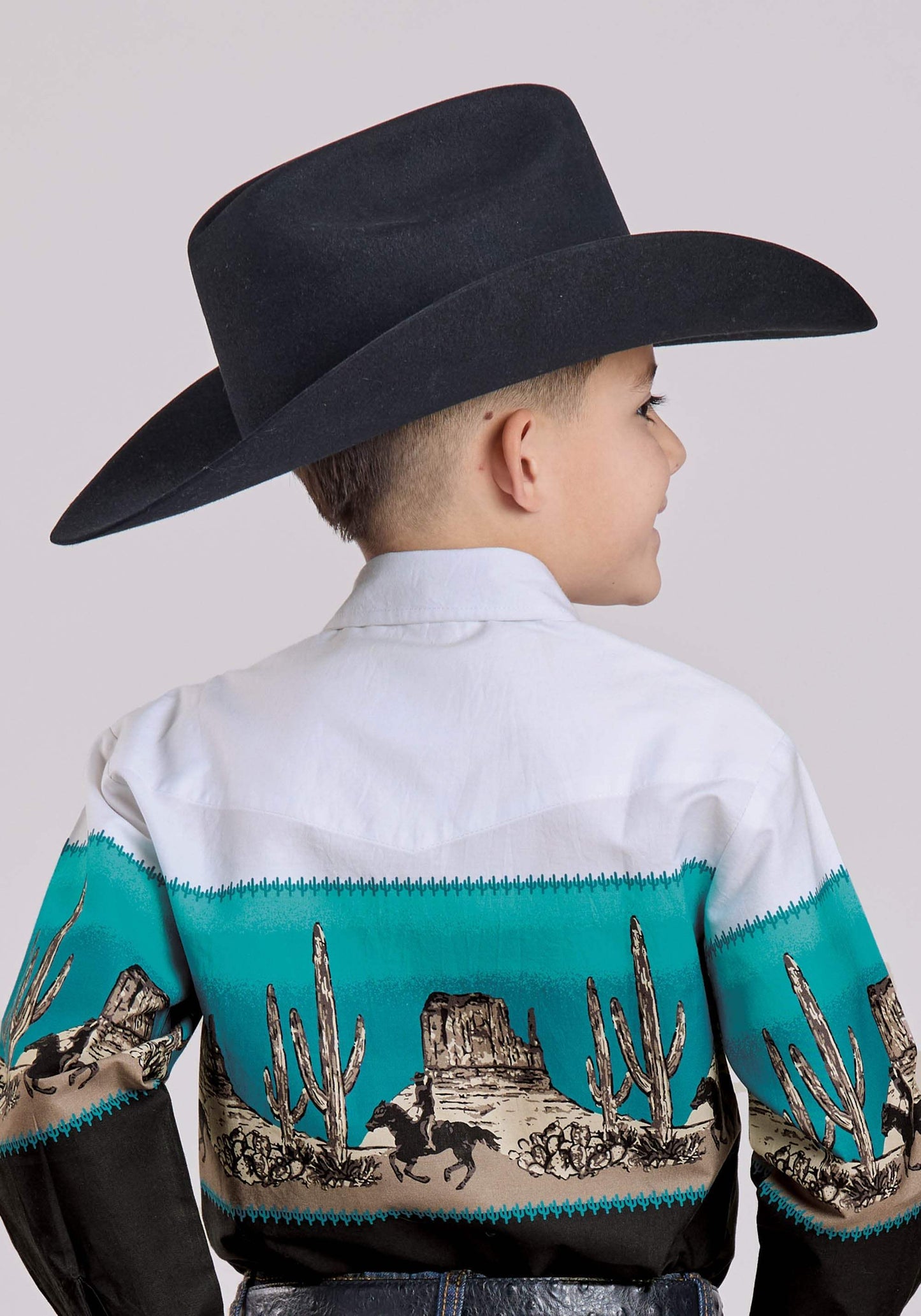 Roper Boys Long Sleeve Snap Scenic Border Western Shirt - Roper - Flyclothing LLC