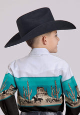 Roper Boys Long Sleeve Snap Scenic Border Western Shirt - Roper - Flyclothing LLC