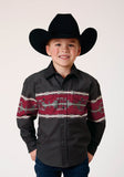 Roper Boys Long Sleeve Snap Aztec Border Western Shirt - Roper