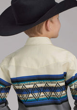 Roper Boys Retro Diamond Border Long Sleeve Snap Western Shirt - Roper - Flyclothing LLC