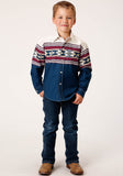 Roper Boys Long Sleeve Snap Black Hawk Border Western Shirt - Roper