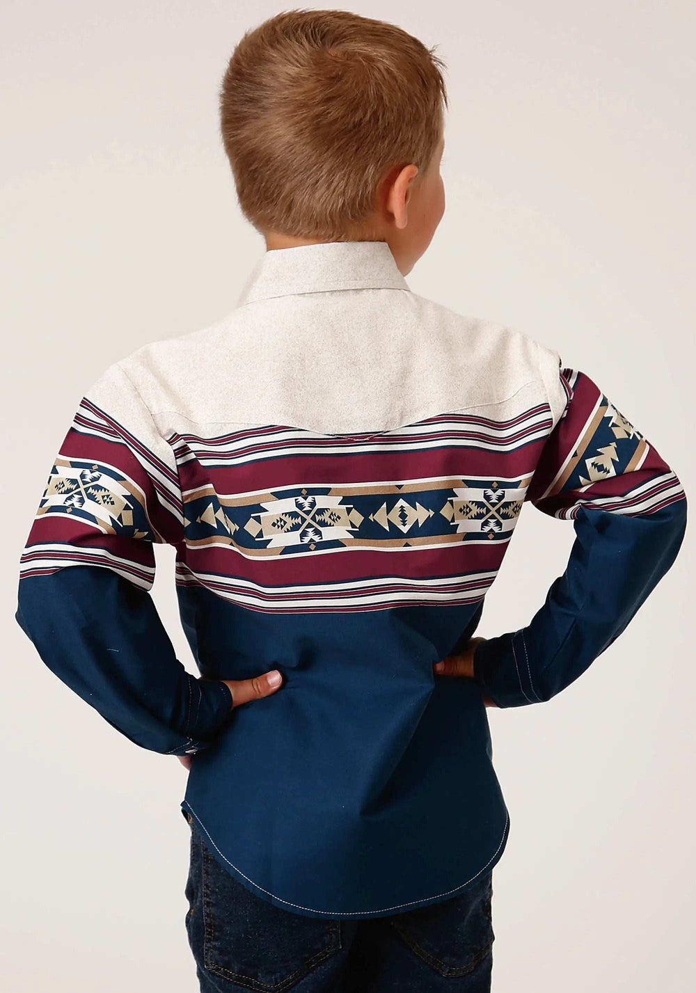 Roper Boys Long Sleeve Snap Black Hawk Border Western Shirt - Roper - Flyclothing LLC