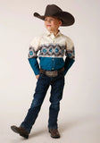 Roper Boys Long Sleeve Snap Sawtooth Border Western Shirt - Roper