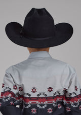 Roper Boys Ombre Aztec Border Long Sleeve Snap Western Shirt