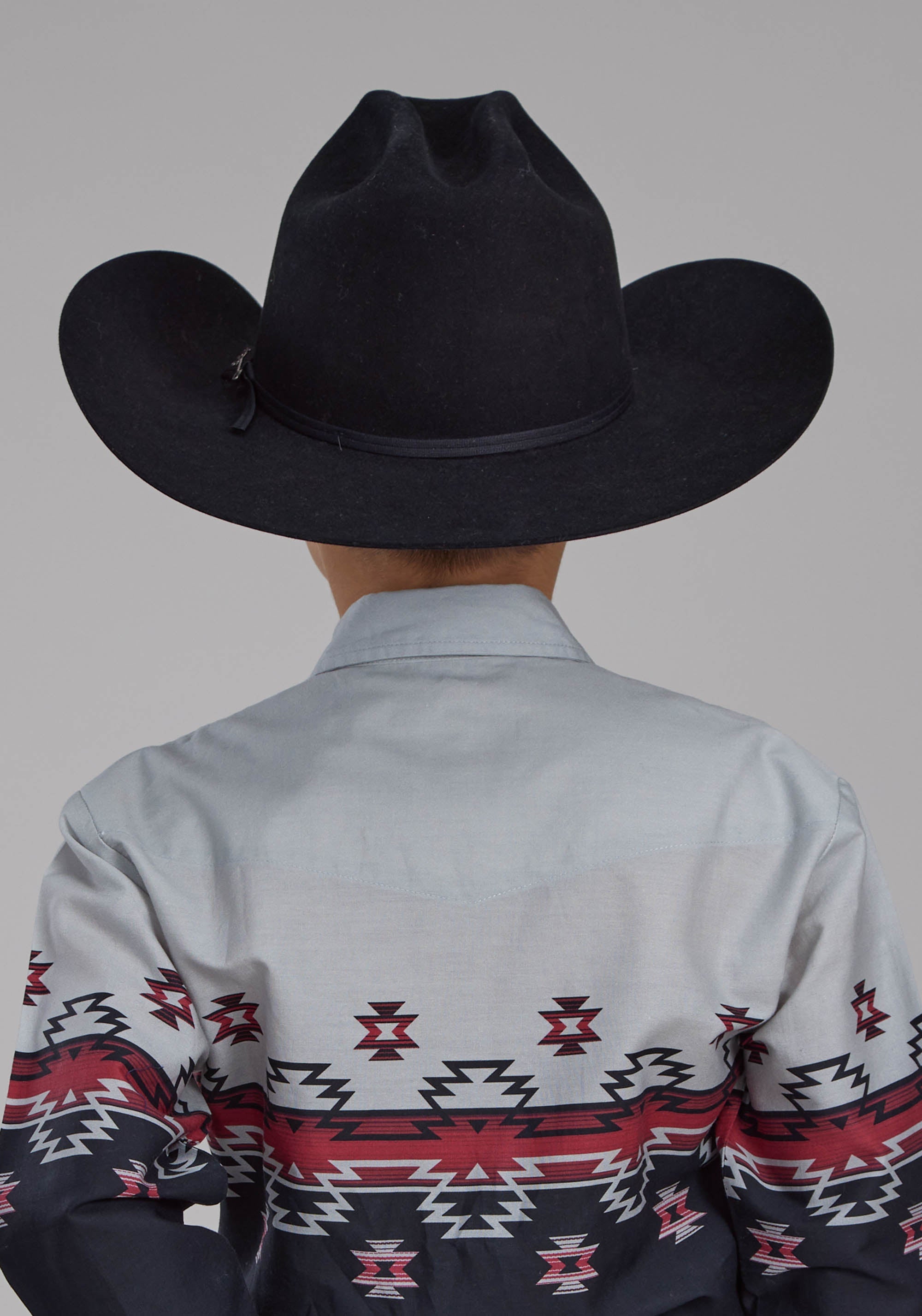 Roper Boys Ombre Aztec Border Long Sleeve Snap Western Shirt