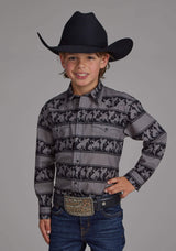 Roper Boys Horizontal Rodeo Stripe Long Sleeve Button Western Shirt - Roper - Flyclothing LLC