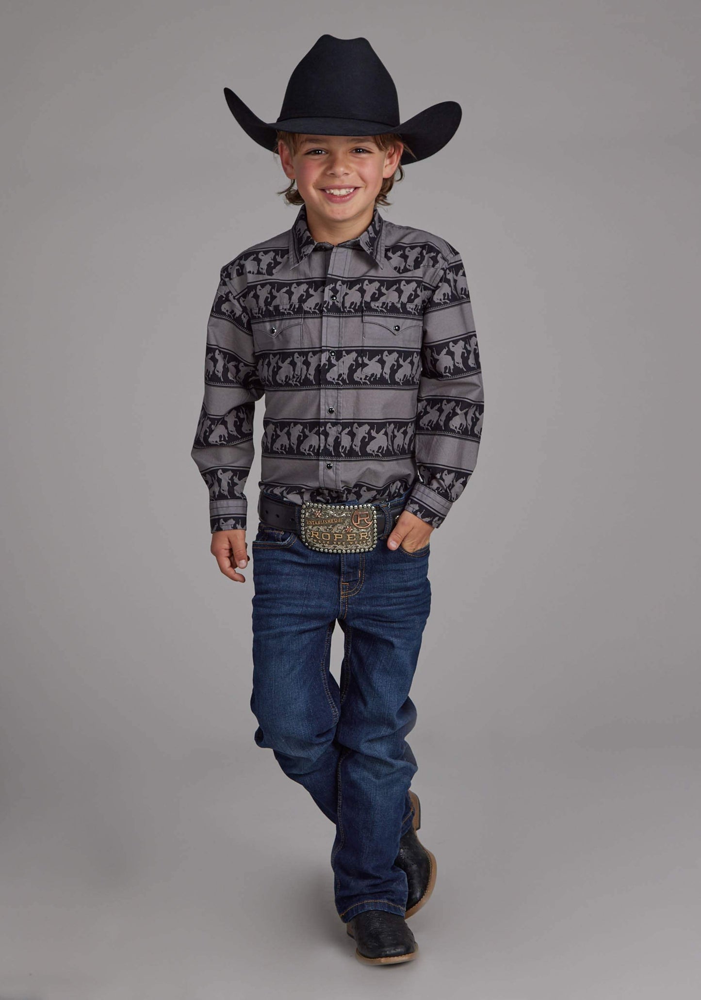 Roper Boys Horizontal Rodeo Stripe Long Sleeve Button Western Shirt - Roper - Flyclothing LLC