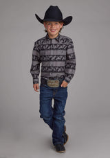 Roper Boys Horizontal Rodeo Stripe Long Sleeve Button Western Shirt - Roper - Flyclothing LLC