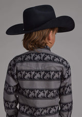 Roper Boys Horizontal Rodeo Stripe Long Sleeve Button Western Shirt - Roper - Flyclothing LLC