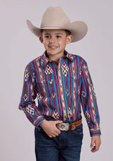 Roper Boys Long Sleeve Snap Vintage Stripe Western Shirt - Roper - Flyclothing LLC