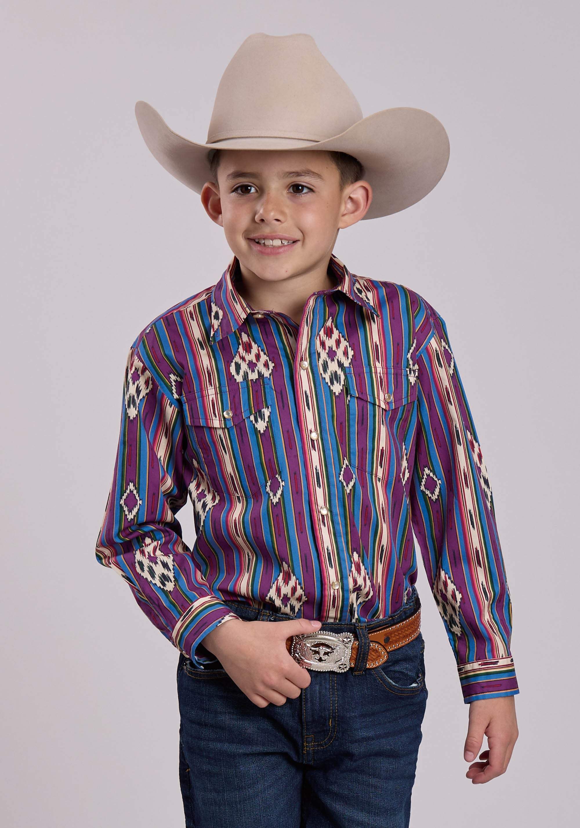 Roper Boys Long Sleeve Snap Vintage Stripe Western Shirt - Roper - Flyclothing LLC