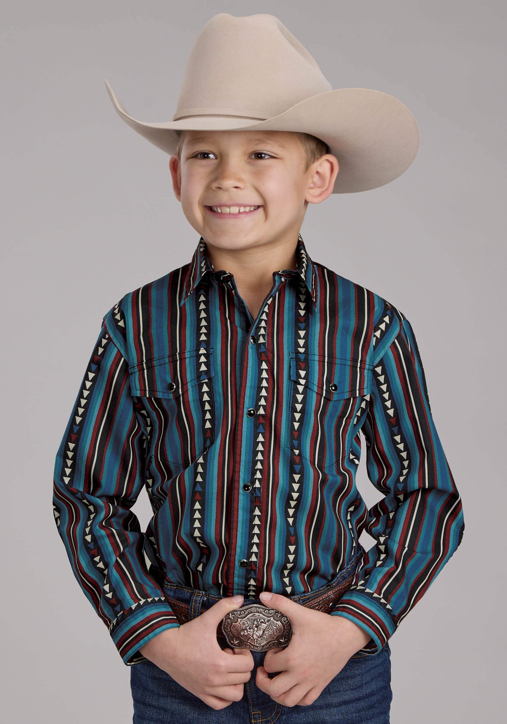 Roper Boys Vertical Stripe Long Sleeve Snap Western Shirt - Roper - Flyclothing LLC