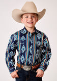 Roper Boys Long Sleeve Snap Serape Stripe Print Western Shirt - Roper