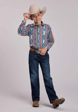 Boys Roper Ombre Stripe Long Sleeve Snap Shirt - Roper - Flyclothing LLC
