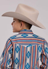 Boys Roper Ombre Stripe Long Sleeve Snap Shirt - Roper - Flyclothing LLC