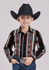 Roper Boys Long Sleeve Snap Serape Stripe Western Shirt
