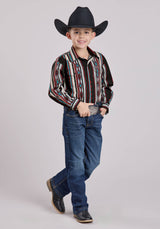 Roper Boys Long Sleeve Snap Serape Stripe Western Shirt