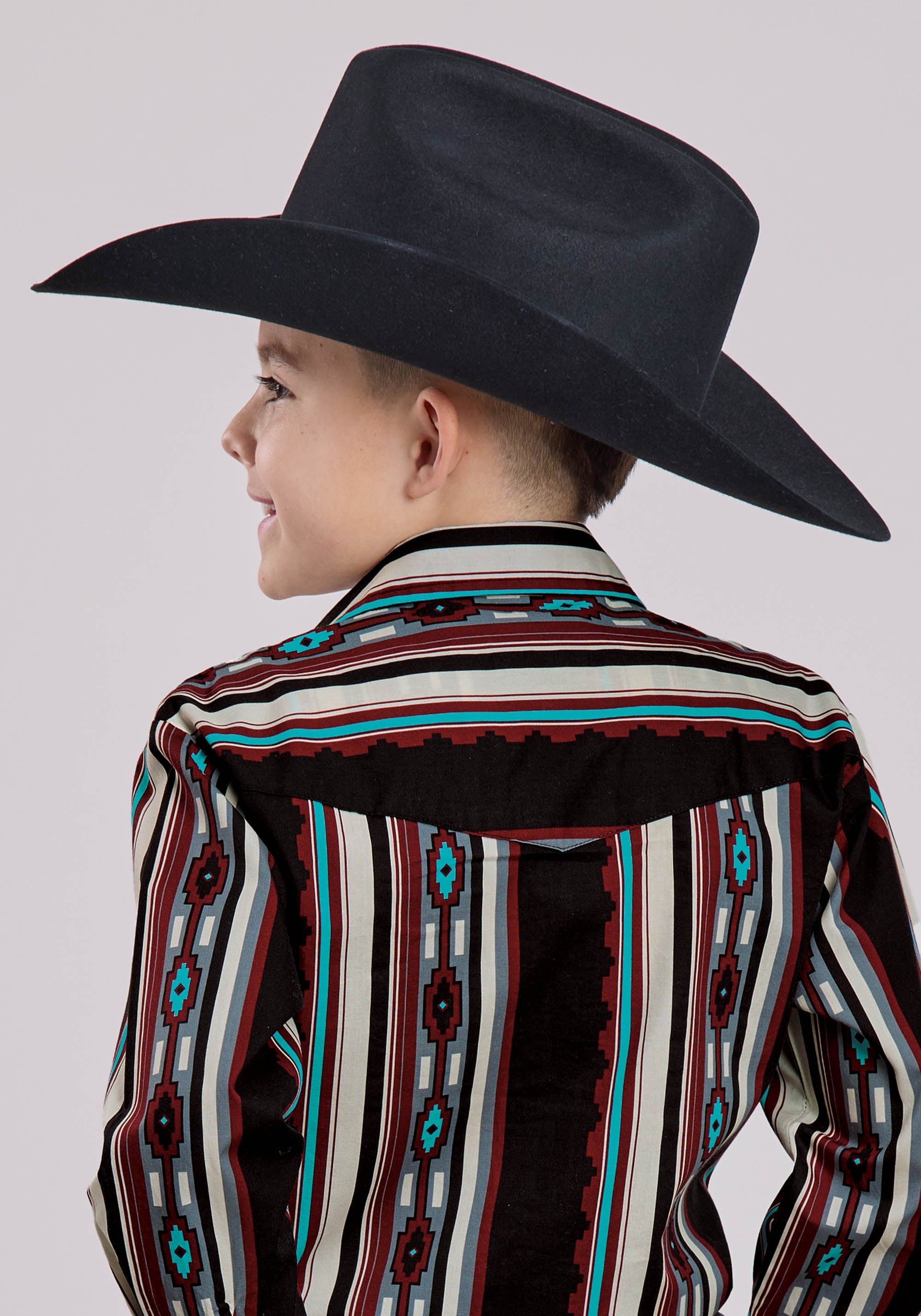 Roper Boys Long Sleeve Snap Serape Stripe Western Shirt