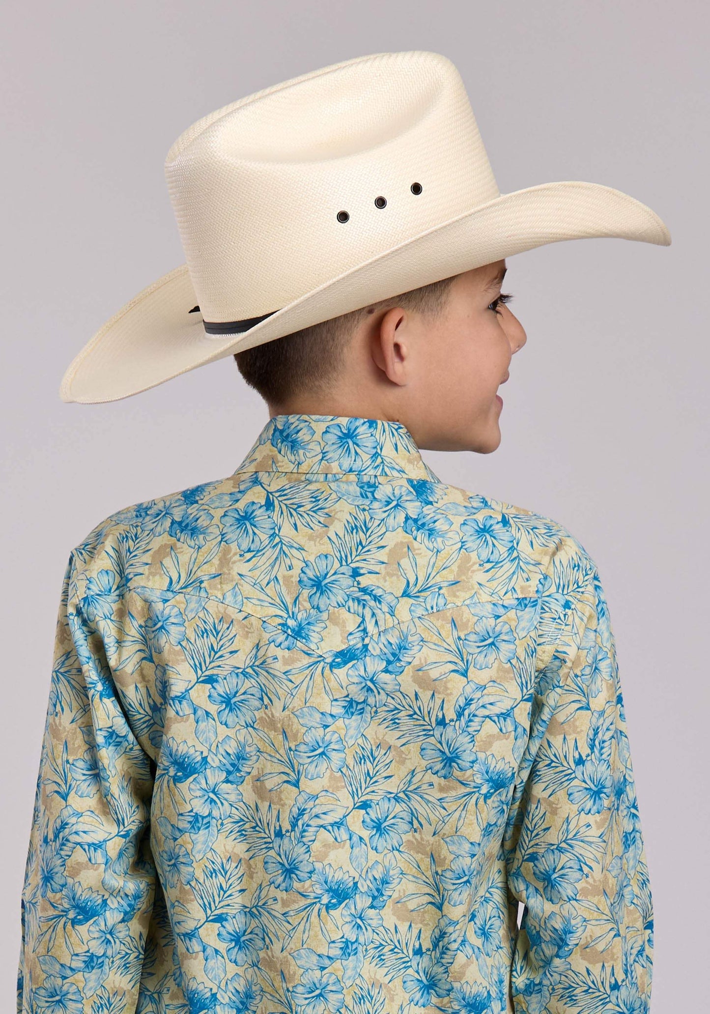 Boys Roper Hibiscus Dreams Print Long Sleeve Snap Shirt - Roper - Flyclothing LLC