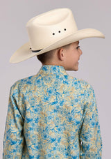 Boys Roper Hibiscus Dreams Print Long Sleeve Snap Shirt - Roper - Flyclothing LLC