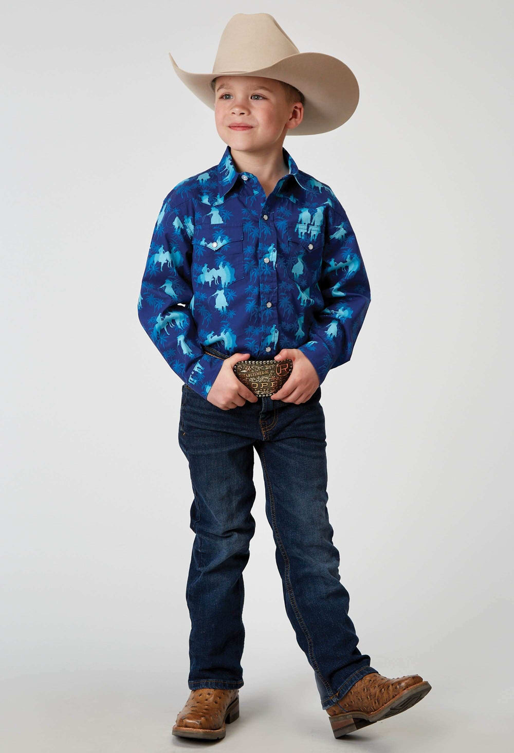 Roper Boys Long Sleeve Snap Hawaiian Ombre Print Western Shirt - Roper - Flyclothing LLC