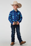 Roper Boys Long Sleeve Snap Hawaiian Ombre Print Western Shirt - Roper