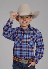 Roper Boys Unlined Flannel Shirt Long Sleeve Snap Western Shirt