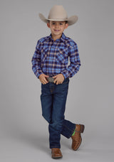 Roper Boys Unlined Flannel Shirt Long Sleeve Snap Western Shirt