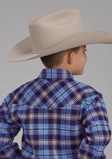 Roper Boys Unlined Flannel Shirt Long Sleeve Snap Western Shirt