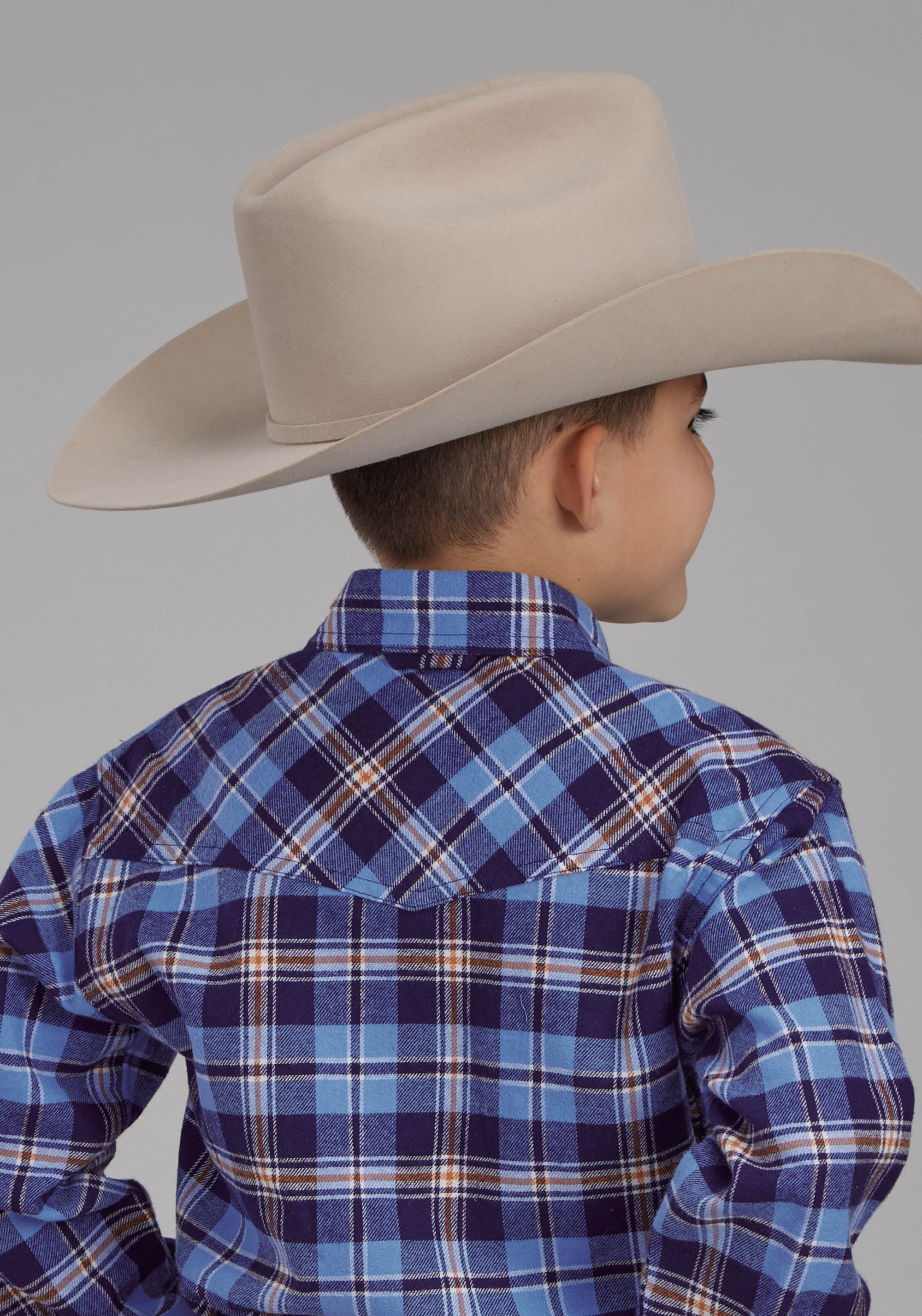 Roper Boys Unlined Flannel Shirt Long Sleeve Snap Western Shirt