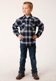 Roper Boys Long Sleeve Snap Unlined Flannel Shirts Western Shirt - Roper