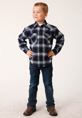 Roper Boys Long Sleeve Snap Unlined Flannel Shirts Western Shirt - Roper