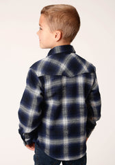 Roper Boys Long Sleeve Snap Unlined Flannel Shirts Western Shirt - Roper