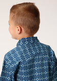 Roper Boys Short Sleeve Snap Mini Aztec Print Western Shirt - Roper