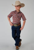 Roper Boys Short Sleeve Snap Vintage Paisley Print Western Shirt - Roper