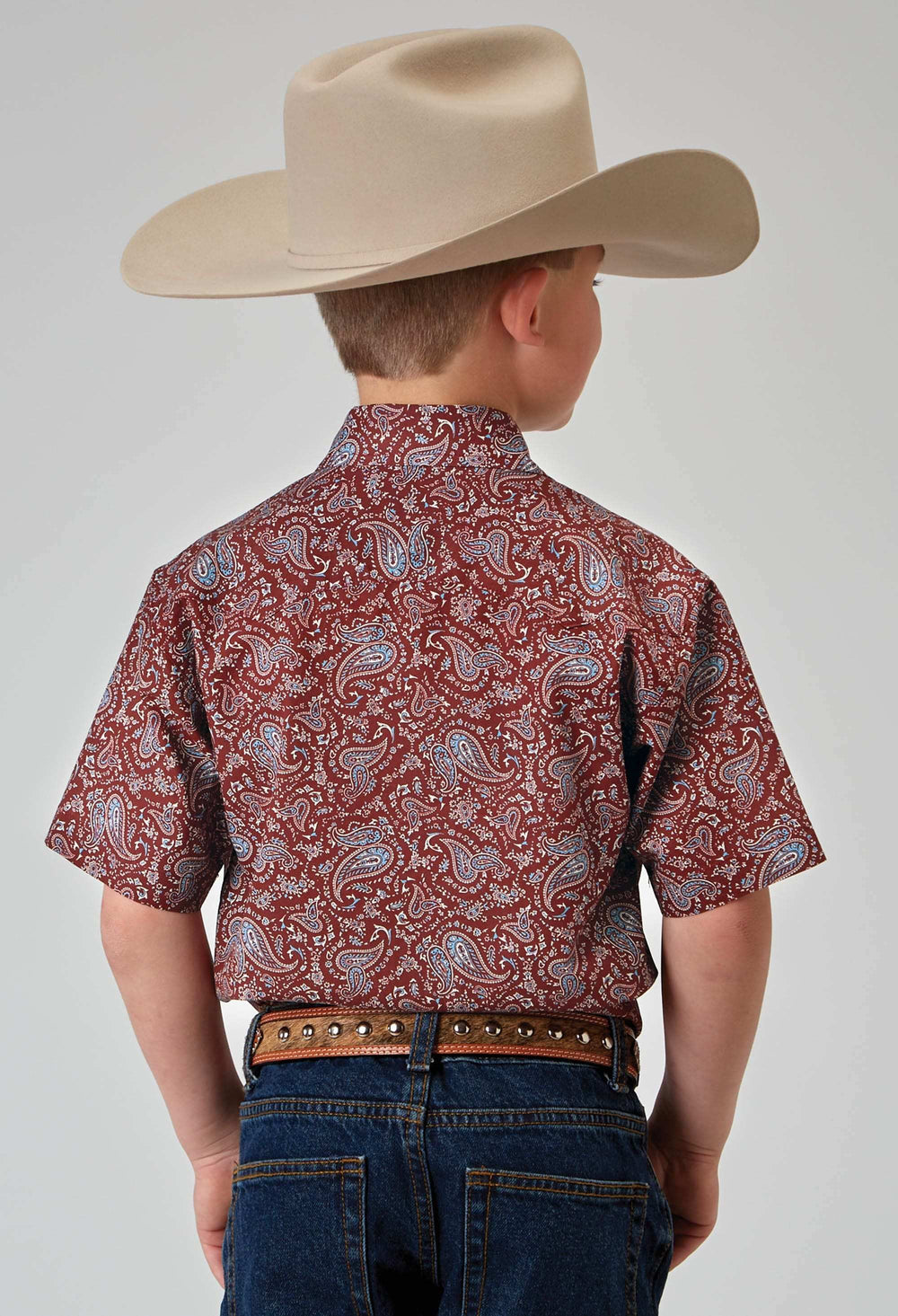 Roper Boys Short Sleeve Snap Vintage Paisley Print Western Shirt - Roper - Flyclothing LLC