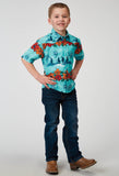 Roper Boys Short Sleeve Snap Hawaiian Print Western Shirt - Roper