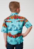 Roper Boys Short Sleeve Snap Hawaiian Print Western Shirt - Roper