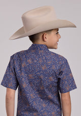 Boys Roper Vintage Paisley Print Short Sleeve Snap Shirt