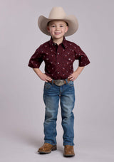 Boys Roper Skull Print Short Sleeve Snap Shirt - Roper - Flyclothing LLC