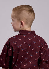 Boys Roper Skull Print Short Sleeve Snap Shirt - Roper - Flyclothing LLC