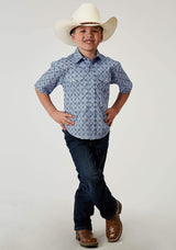 Roper Boys Short Sleeve Snap Blue Skies Tie Print Western Shirt - Roper - Flyclothing LLC