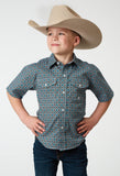 Roper Boys Short Sleeve Snap Frontier Foulard Western Shirt - Roper