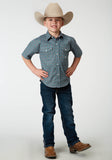 Roper Boys Short Sleeve Snap Frontier Foulard Western Shirt - Roper