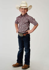 Roper Boys Short Sleeve Button Stretch Poplin Red Paisley Western Shirt - Roper - Flyclothing LLC