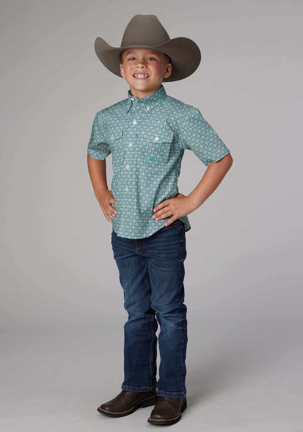 Roper Boys Short Sleeve Button Silver Spring Foulard Western Shirt - Roper - Flyclothing LLC